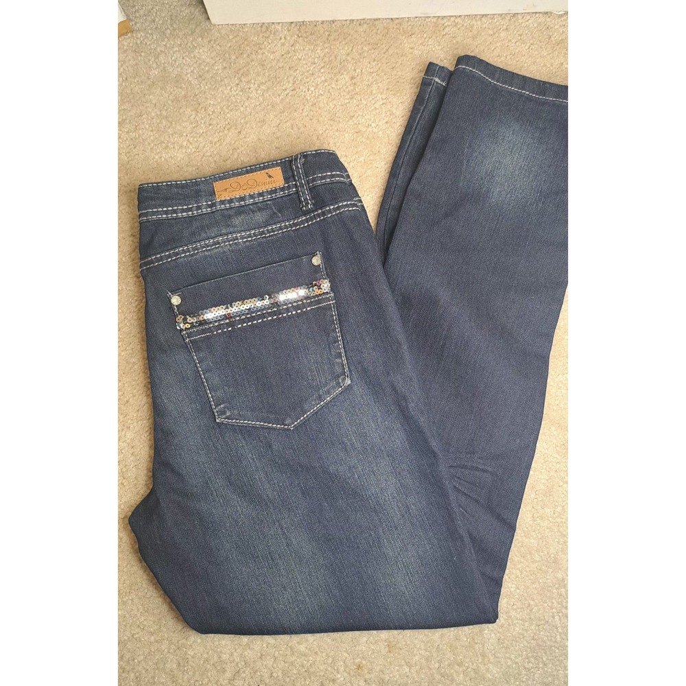 Do Denim Womens Size 15 Skinny Jeans Y2K Dark Wash Sequins Rhinestones Bling